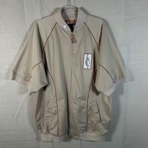 Veezo Vintage XL Tan Short Sleeve Full Zip Track Jacket Basketball Streetwear 90